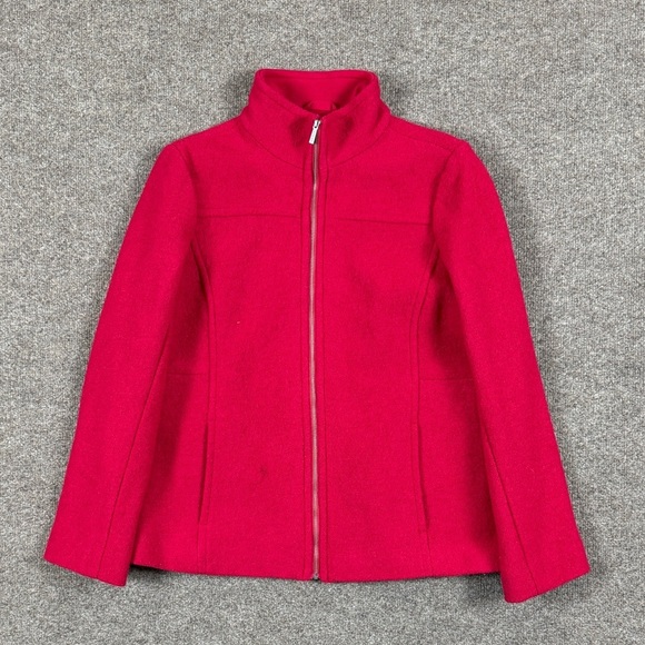 Lands' End Jackets & Blazers - Lands End Fuchsia Pink Full Zip Wool Blend Jacket Women’s 12P Stand Collar Coat